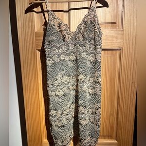 Lace Slip Dress with Floral Pattern